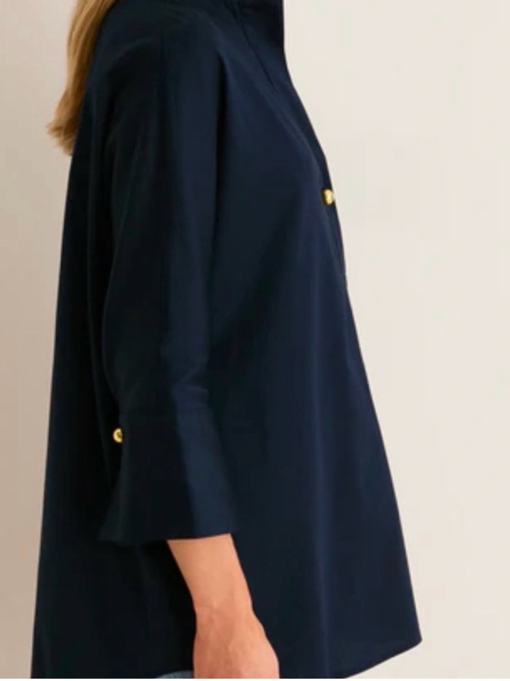 Tuckernuck Willow Blouse Navy Gold Buttons XXS - Picture 5 of 13